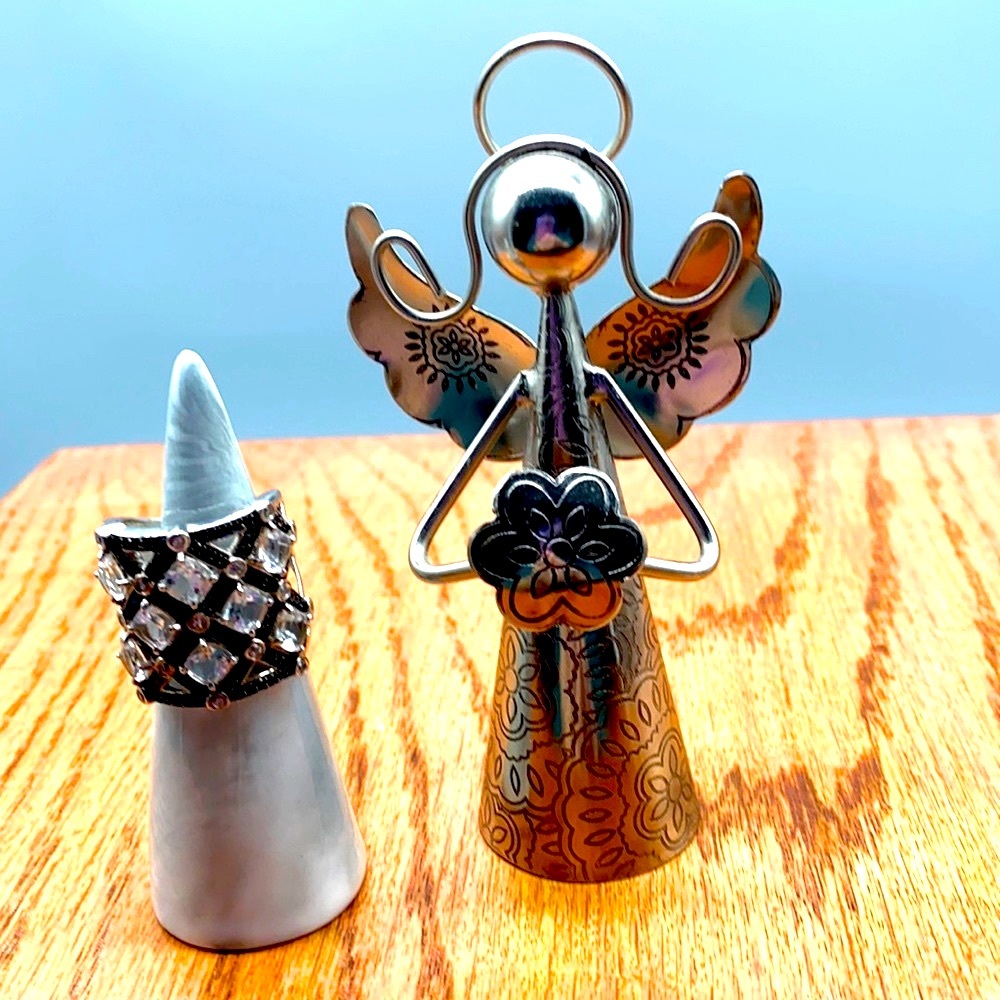 NYC II gorgeous cigar band ring in sterling silver and black spinel and petalite